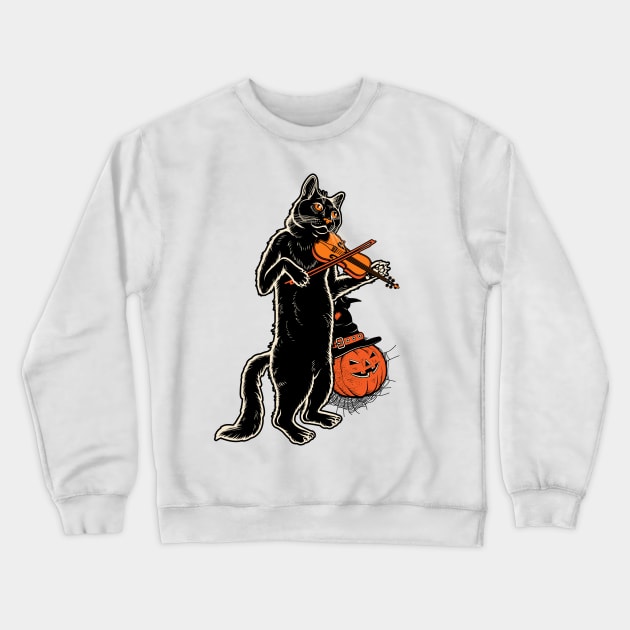 Happy Meoween – Halloween Orange Pumpkin Cat Crewneck Sweatshirt by pht